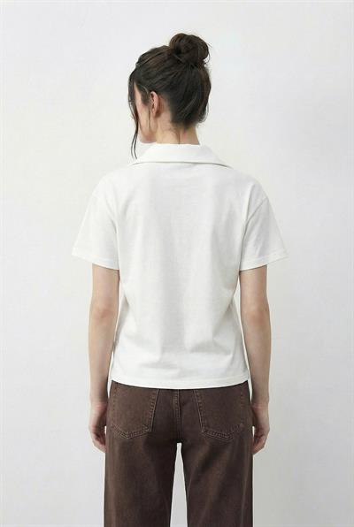 Kadın Tiger Nakışkı Fular Detaylı Polo Yaka T-Shirt 3501 60283973 - Beyaz