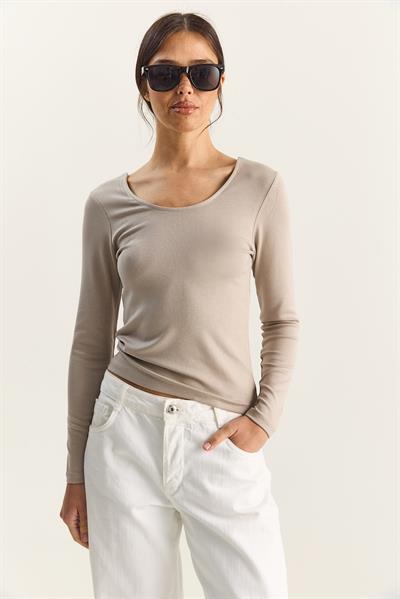 Kadın Ultra Soft U Yaka Bluz 122 60283831 - Taş
