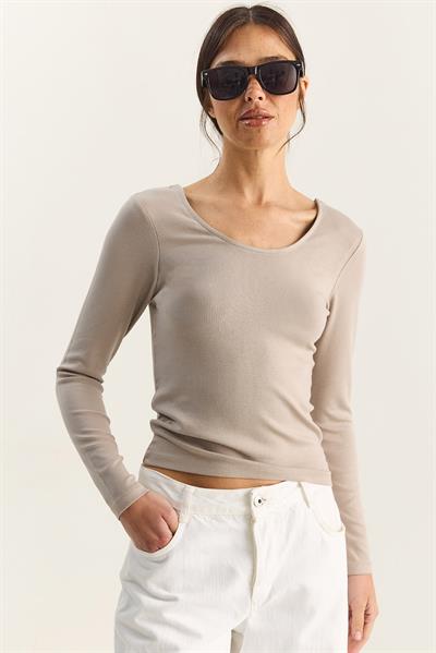 Kadın Ultra Soft U Yaka Bluz 122 60283831 - Taş