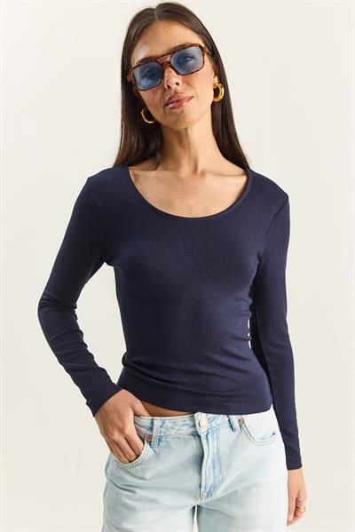 Kadın Ultra Soft U Yaka Bluz 122 60283831 - Lacivert