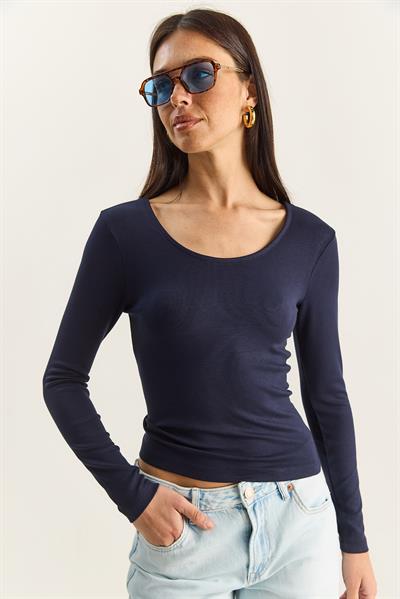 Kadın Ultra Soft U Yaka Bluz 122 60283831 - Lacivert