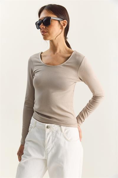 Kadın Ultra Soft U Yaka Bluz 122 60283831 - Taş