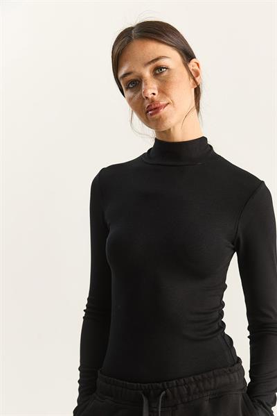 Kadın Ultra Soft Yarım Balıkçı Yaka Bluz 140 60283829 - Siyah
