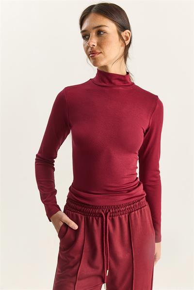 Kadın Ultra Soft Yarım Balıkçı Yaka Bluz 140 60283829 - Bordo