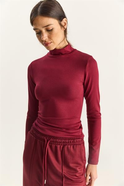 Kadın Ultra Soft Yarım Balıkçı Yaka Bluz 140 60283829 - Bordo