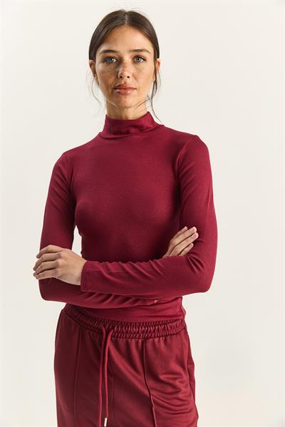 Kadın Ultra Soft Yarım Balıkçı Yaka Bluz 140 60283829 - Bordo