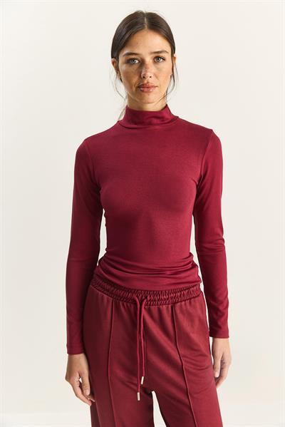 Kadın Ultra Soft Yarım Balıkçı Yaka Bluz 140 60283829 - Bordo