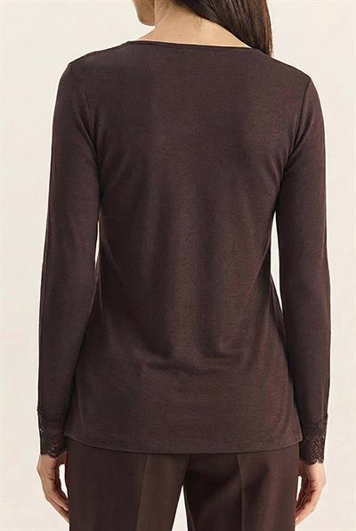 Kadın V Yaka Dantelli Viskon Bluz 1041 60283944 - Kahverengi