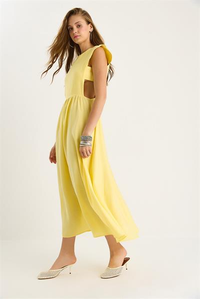 Kadın Yan Bant Detaylı Uzun Modal Elbise 5254 60281099 - Sarı