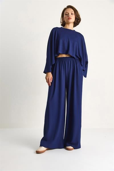 Kadın Yarasa Kol Crop Beli Lastikli Pantolon Modal Alt-Üst Takım 4025  60284068 - Saks