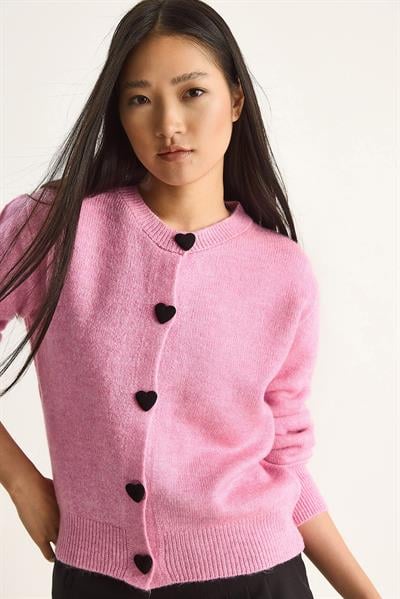 Kalp Düğmeli Triko Hırka 241075 60261233 - Pembe