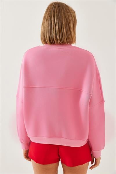 Kalp Nakışlı Üç İplik Şardonlu Hırka 6326 60251954 - Pembe