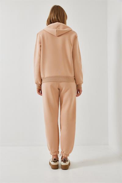 Kadın Kanguru Cepli Kapşonlu Hırka Alt- Üst Takım MBHS015 60601015 - Bej