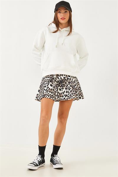 Kadın Kanguru Cepli Sweatshirt MBHS012 60601012 - Beyaz