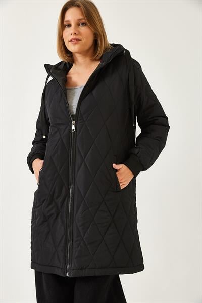 Kapişonlu Kapitone Mont 5138 60261082 - Siyah