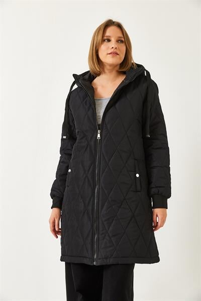 Kapişonlu Kapitone Mont 5138 60261082 - Siyah