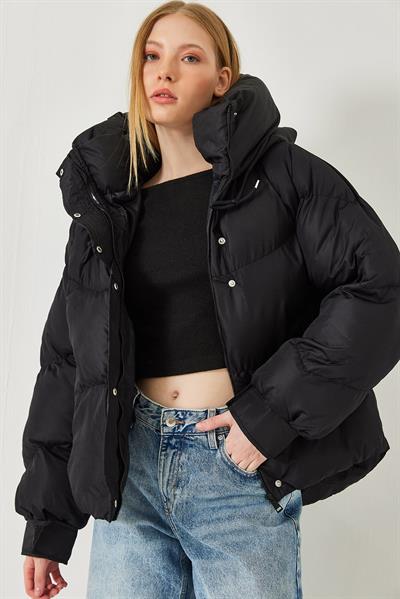Kadın Kapişonlu Şişme Mont 2422 60451012 - Siyah