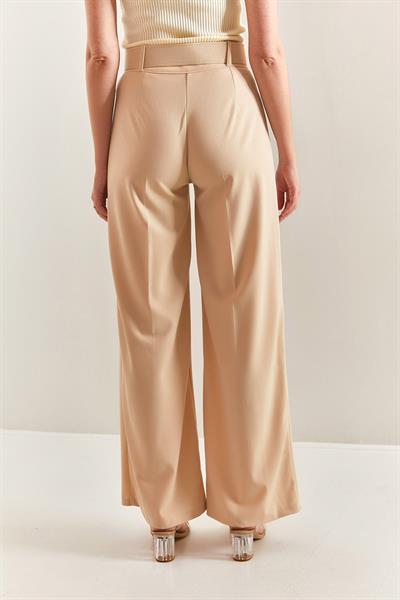 Kadın Kemerli Bol Paça Pantolon 40871032 - Bej