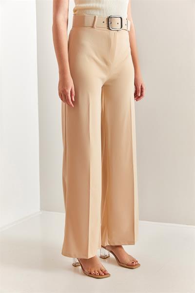 Kadın Kemerli Bol Paça Pantolon 40871032 - Bej