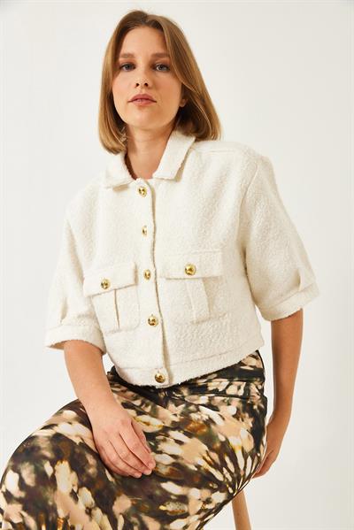 Kısa Kollu Ceket MBMS022 60501022 - Beyaz