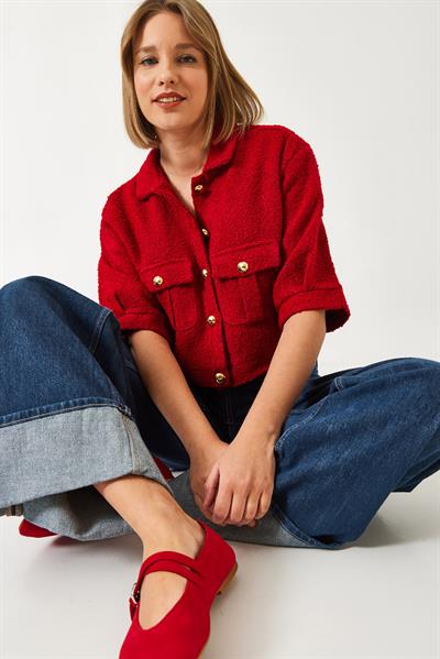 Kısa Kollu Ceket MBMS022 60501022 - Kırmızı