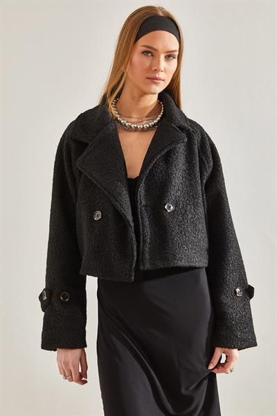 Kısa Kruvaze Buklet Ceket 2387 60101001 - Siyah