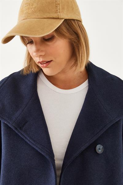 Kruvaze Yaka Düğmeli Kaşe Ceket 1106 60251924 - Lacivert