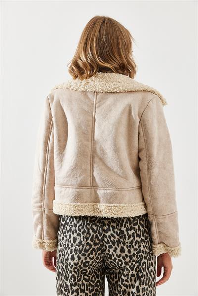 Lamine Biker Ceket 2416 60251780 - Bej