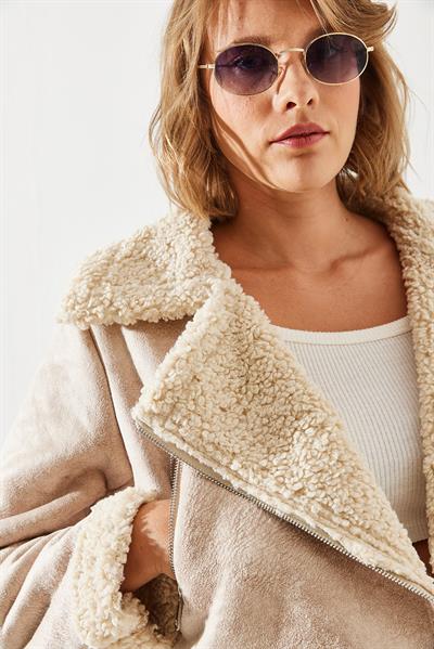 Lamine Biker Ceket 2416 60251780 - Bej