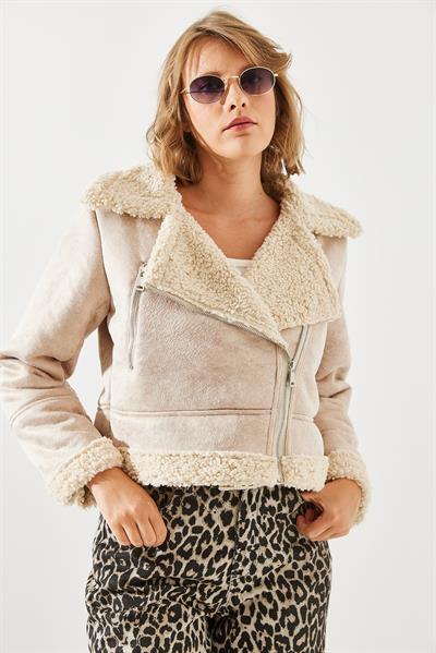 Lamine Biker Ceket 2416 60251780 - Bej