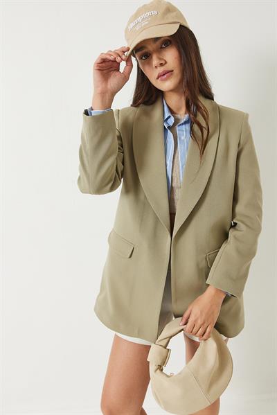 Kadın Leopar Astarlı Blazer Ceket 8120 60281001 - Haki
