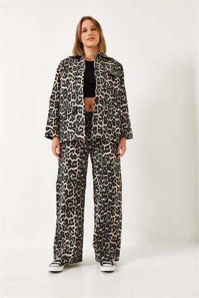 Kadın Leopar Desenli Alt Üst Takım 60261255 - Gri