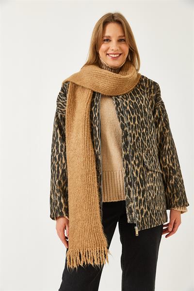 Leopar Desenli Cepli Ceket 50104 60261275 - Siyah