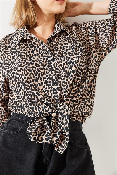 Kadın Leopar Desenli Gömlek MBMS008 60501008 - Leopar