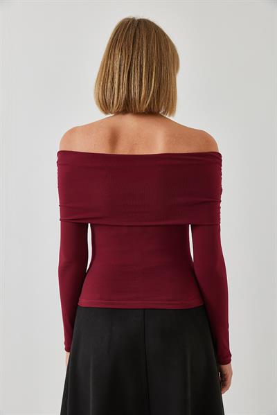 Kadın Madonna Yaka Bluz 378 60351261 - Bordo