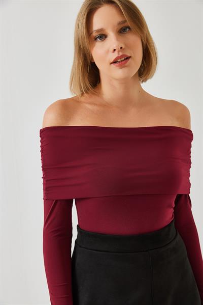 Kadın Madonna Yaka Bluz 378 60351261 - Bordo