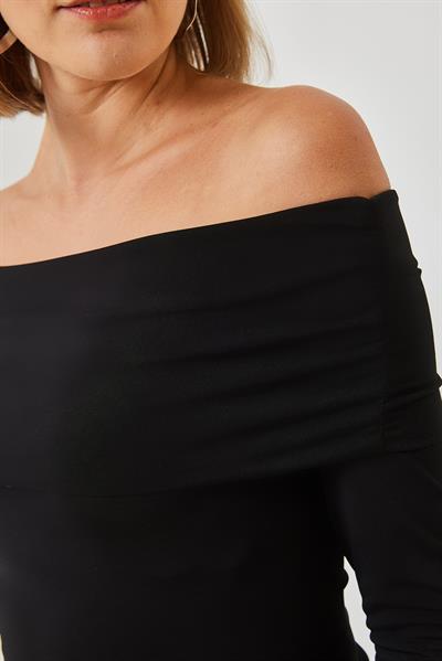 Kadın Madonna Yaka Bluz 378 60351261 - Siyah