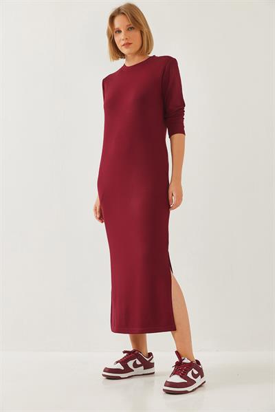 Kadın Modal Kumaş Uzun Elbise 60351127 - Bordo