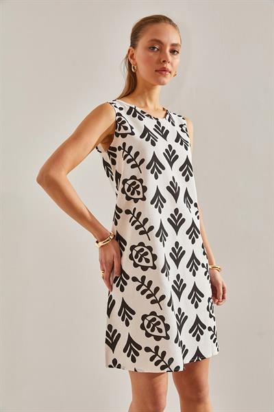 Kadın Multi Desenli Elbise 60081028 - Siyah-Beyaz