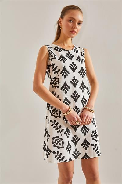Kadın Multi Desenli Elbise 60081028 - Siyah-Beyaz