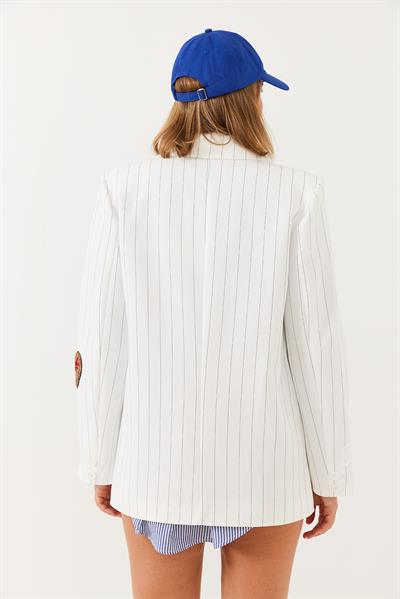 Kadın Nakış Detaylı Blazer Ceket 4016 60251829 - Beyaz
