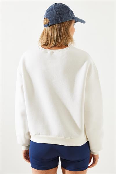 Kadın Nakışlı 3 İplik Sweatshirt 60251800 - Ekru