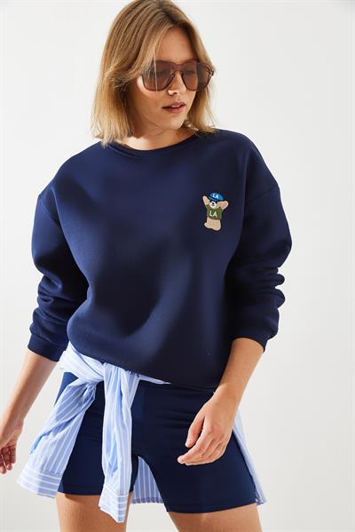 Kadın Nakışlı 3 İplik Sweatshirt 60251800 - Lacivert