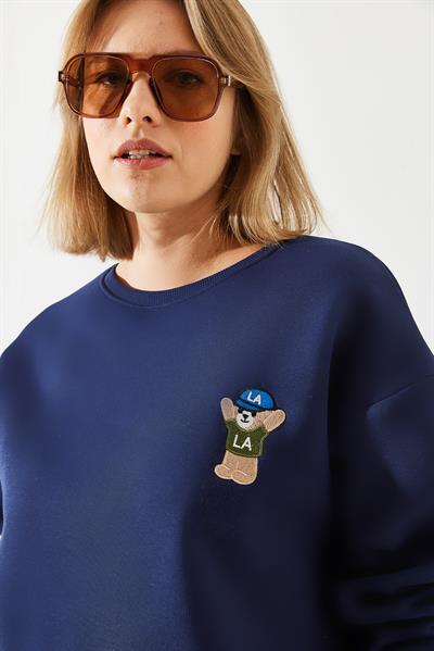 Kadın Nakışlı 3 İplik Sweatshirt 60251800 - Lacivert