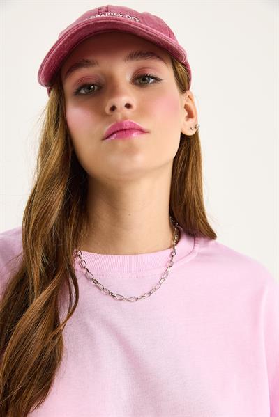 Kadın Organik Pamuklu Regular Kalıp Bisiklet Yaka Basic Kısa Kollu T-Shirt 60602048 - Pembe