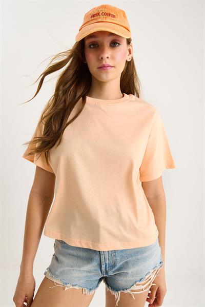 Kadın Organik Pamuklu Regular Kalıp Bisiklet Yaka Basic Kısa Kollu T-Shirt 60602048 - Yavru Ağzı