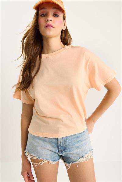 Kadın Organik Pamuklu Regular Kalıp Bisiklet Yaka Basic Kısa Kollu T-Shirt 60602048 - Yavru Ağzı