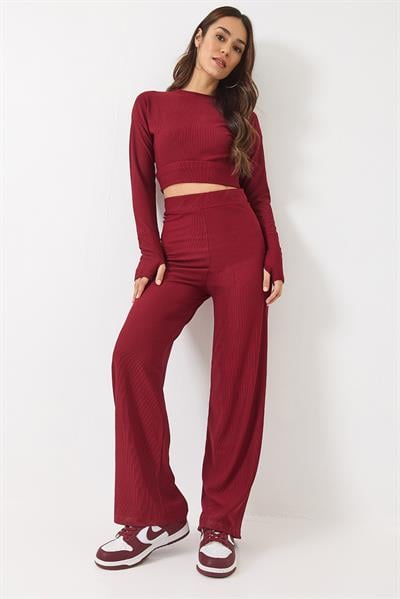 Kadın Ottoman Parmak Geçirmeli Alt-Üst Takım 60284014 - Bordo