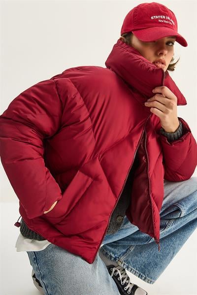 Kadın Oversize Şişme Mont 10191065 - Bordo