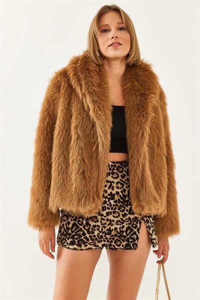 Premium Suni Kürk Ceket 60251922 - Camel